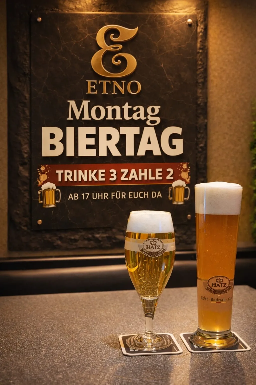 Montag Biertag – Trinke 3, zahle 2, ab 17 Uhr für euch da